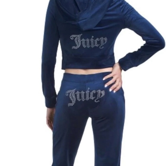 Juicy Couture Pants - NWT Juicy Couture OG Bling Atlantis Navy Velour Jacket & Pants Tracksuit Size L